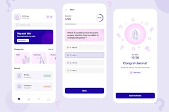 develop ai university search app, ai quiz app, educational app, loyalty app
