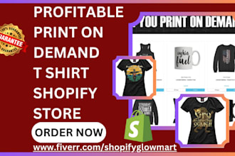 setup shopify store t shirt design etsy store print on demand printful printify
