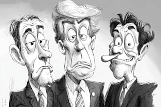 make black and white political cartoon sketch