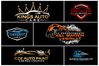create creative 2d , 3d autodetailing and car wash logo
