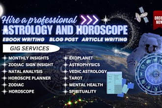 write astrology ebook, horoscope article, zodiac, astronomy blog, ebook writer