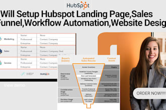 setup hubspot landing page,sales funnel,workflow automation,website design