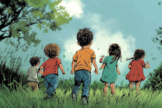illustrate children book story, kids story, water color comic story illustration