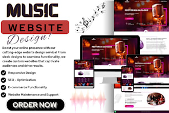 create a music website for artist, producer, podcast, dj, band or record label