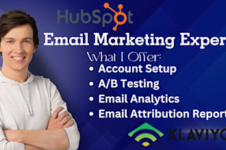 setup ab testing, email analytics, email attribution report with hubspot klaviyo