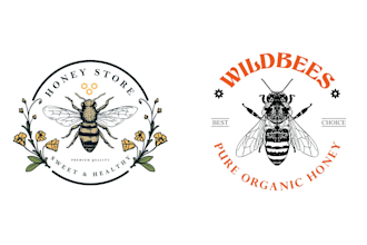 make hand drawn bee vintage logo