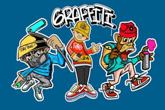 do graffiti, mascot logo and character for clothing brand