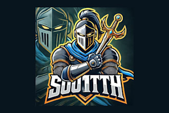 design unique knight with mask mascot logo for your company