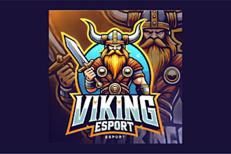 do awesome viking esport mascot logo in just one day