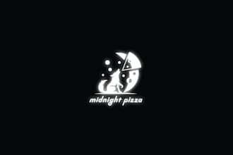 make minimal professional midnight pizza logo