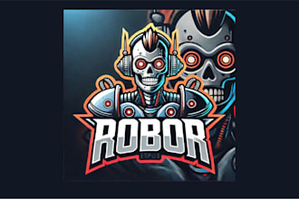 design unique robot head mascot logo with free source file