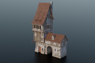 sculpt 3dbattle field terrain,ttrpg city,terrain building,dnd castle,depth56,stl