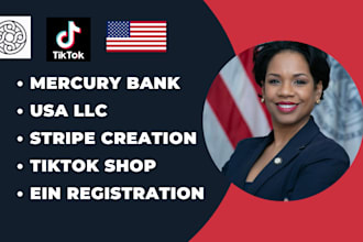 register USA llc, setup mercury bank, stripe and tiktok shop