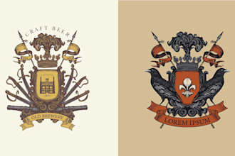 design vintage coat of arms logo with illustration style