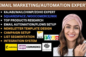 wix squarespace woo,zoho kajabi,mailchimp email automation newsletter template