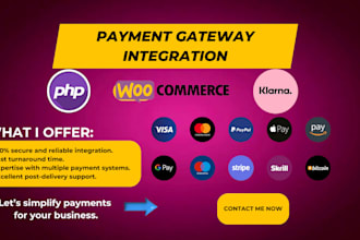 add payment gateway to website and app paypal, stripe, klarna, php, woocommerce