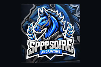 do modern blue andalusian mascot logo with free vector file