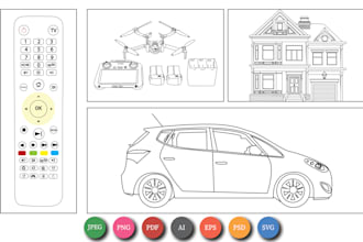 draw detailed line art and vector line art within 24 hours