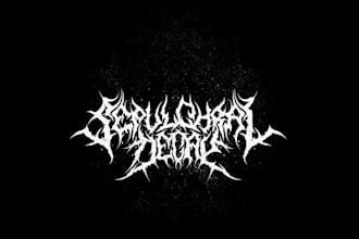 dark typography logo and lettering, metal, y2k, psychedelic