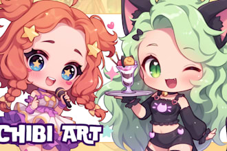 draw cute anime chibi art for pfp, original character, sticker