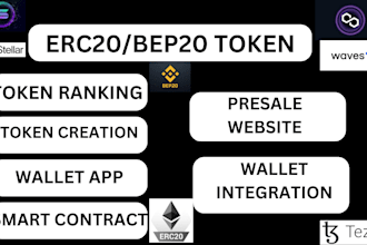 develop erc20 bep20 token, crypto wallet app, smart contract, token creation