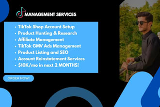 create tiktok shop, tiktok management, tiktok ads and tiktok marketing