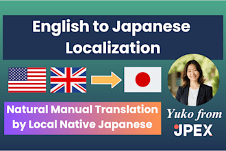 localize and translate english to native japanese manually