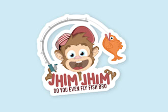 design fun engaging fly fisherman attract funny logo