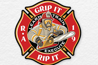 design emblem for firefighter training camp logo