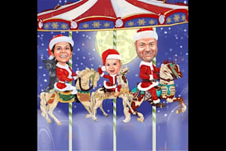 make quick christmas caricatures cards in 24 hours