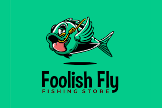 design unique foolish fish for foolish fly logo