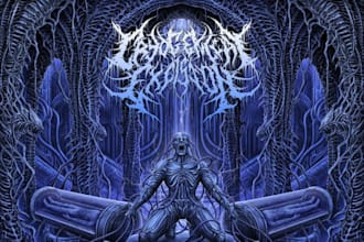 custom death metal, metalcore, deathcore logo with texture and chrome effect