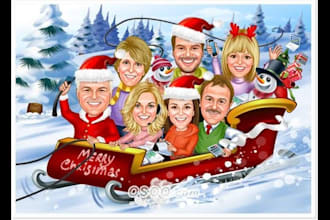 design quick christmas cards and caricatures in 24 hours