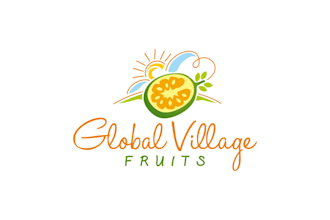 design global village fruits healthy delicious logo