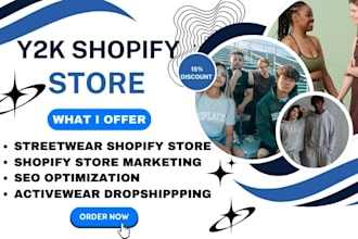 design y2k shopify store y2k store streetwear store activewear store y2k website