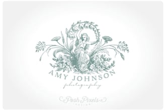 design whimsical watercolor hand drawn floral logo