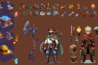 2d 3d game assets, game icons, button, menu