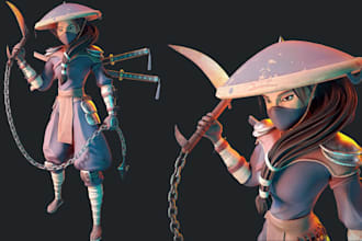 design 3d character model 3d game character rigging for unity or unreal engine