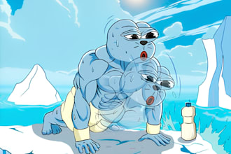 draw meme art, crypto meme art illustration, meme coin video for your project