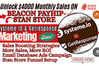 setup stan store payhip beacons ai system io or getresponse stan store marketing
