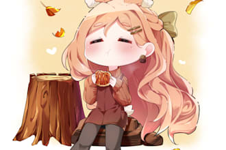 draw rendered chibi art of your oc or fanart