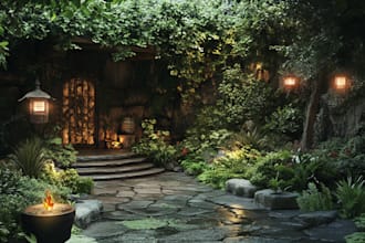 create a landscape design, garden design, backyard design