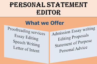 edit or proofread personal statements, admission essays, sops and proposals