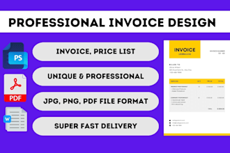 design professional invoice, order form, price list in ms word