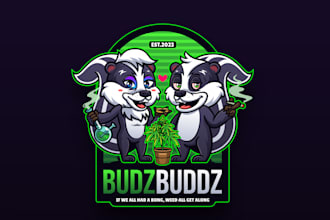 design couple skunks supply store logo