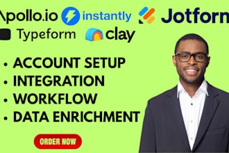 setup clay, clay com, jotform, typeform, instantly ai, yotpo sms flows