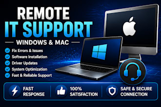 fix windows mac issues and provide remote technical support