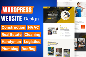 build construction, real estate, plumbing, hvac, cleaning website with wordpress