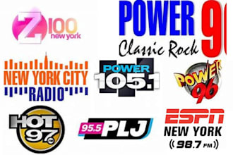 play and advertise your single track on z100, power96, power 105, new york radio
