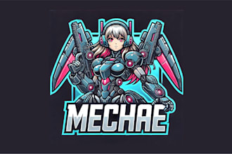create unique mecha girl esport mascot logo for your brand